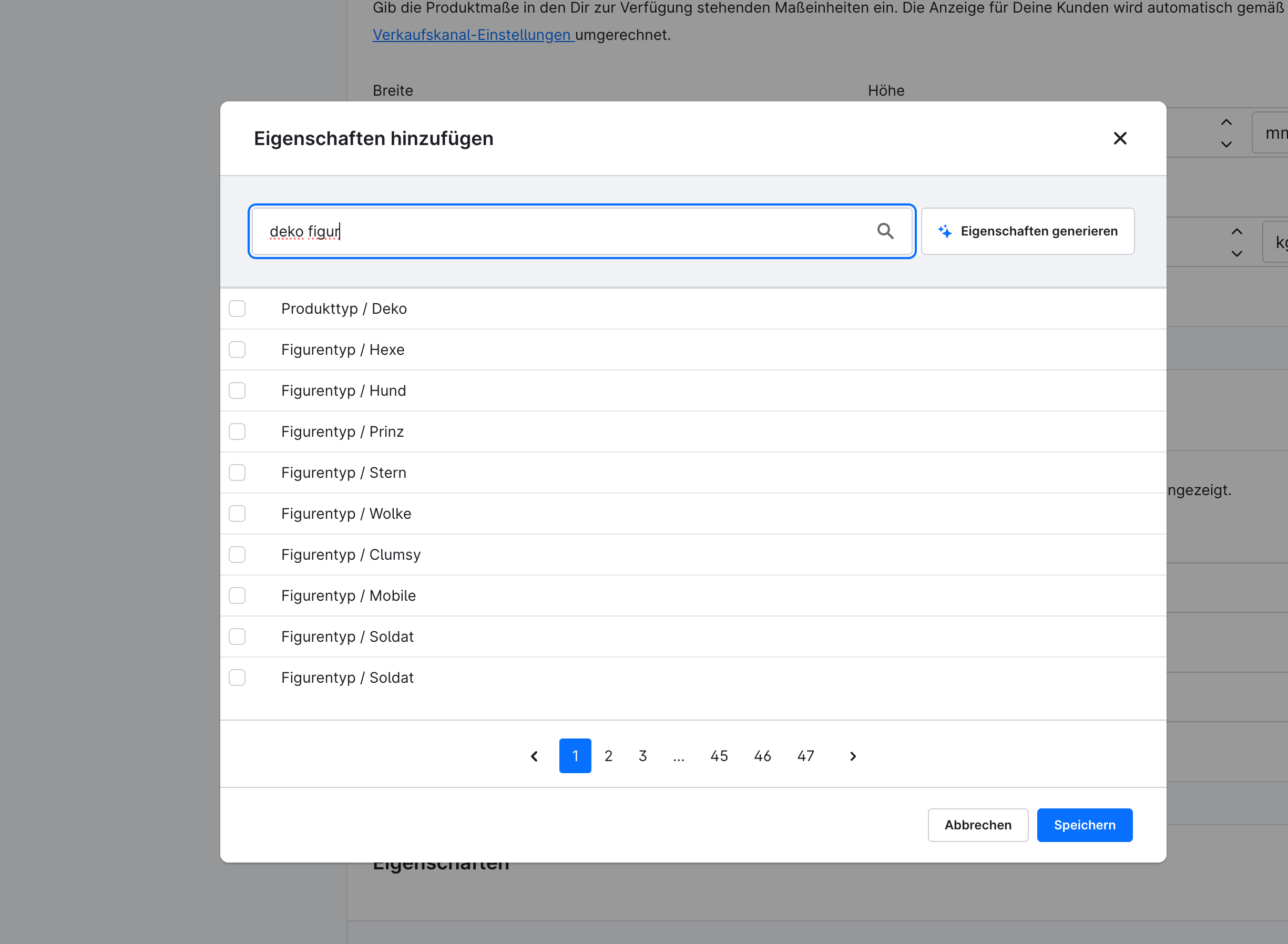 Without plugin: search for deko figur with 47 result pages